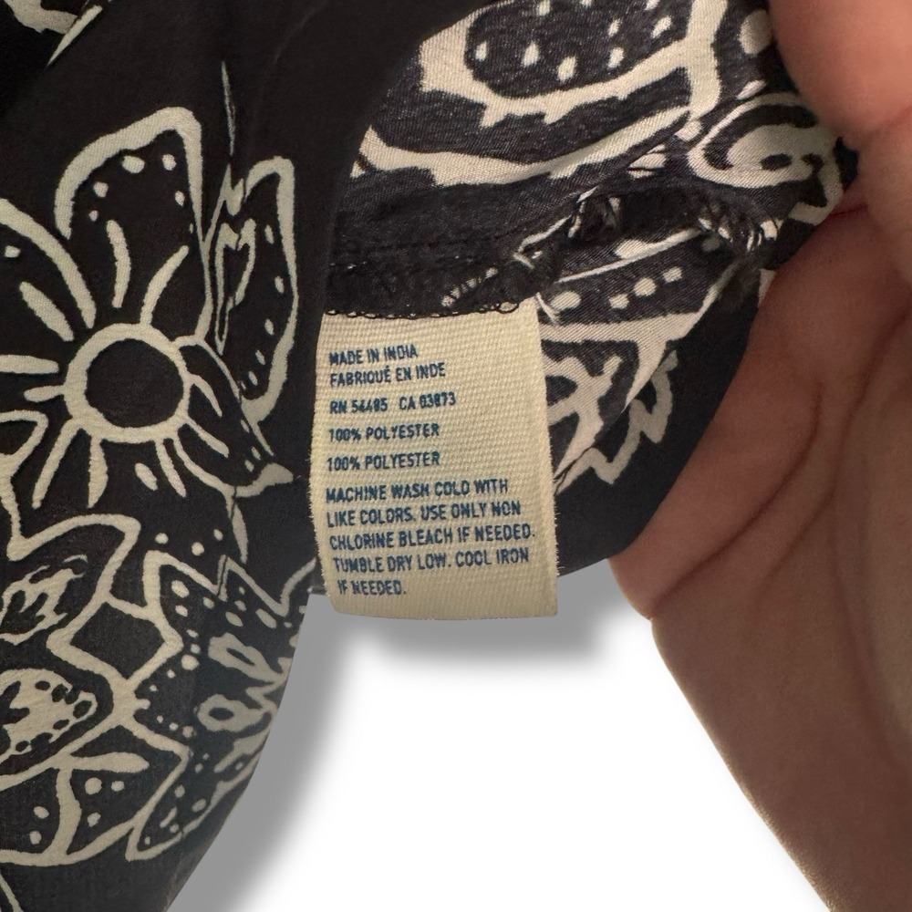 Y2K American Eagle Outfitters Sleeveless Dress Size 10 Black White Floral Ruffle - Picture 5 of 10